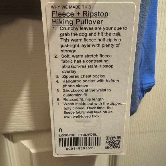 LULULEMON blue fleece hiking pullover - Picture 2 of 3